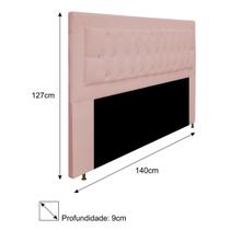 Cabeceira Estofada Bianca 140cm para Cama Casal Strass Capitonê Suede Rose Gold - KDAcanto Móveis