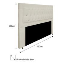 Cabeceira Estofada Bianca 160cm para Cama Queen Size Strass Capitonê material sintético Bege Cabeceira Estofada Bianca 160cm para Cama Queen Size Strass Capitonê material sintético Bege