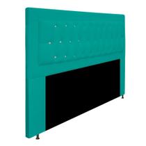 Cabeceira Estofada Bianca 160cm Queen Size Strass Capitonê Suede Azul Turquesa - KDAcanto Móveis Cabeceira Estofada Bianca 160cm Queen Size Strass Capitonê Suede Azul Turquesa - KDAcanto Móveis