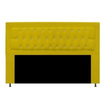 Cabeceira Estofada Bianca 195cm King Quarto Cama Box com strass Suede Amarelo - KDAcanto Móveis