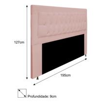 Cabeceira Estofada Bianca 195cm para Cama King Size Strass Capitonê Suede Rose Gold