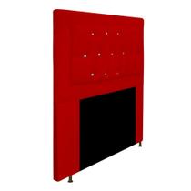 Cabeceira Estofada Bianca 90cm para Cama Solteiro Strass Capitonê material sintético Vermelho