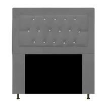 Cabeceira Estofada Bianca 90cm para Cama Solteiro Strass Capitonê Suede Cinza Cabeceira Estofada Bianca 90cm para Cama Solteiro Strass Capitonê Suede Cinza