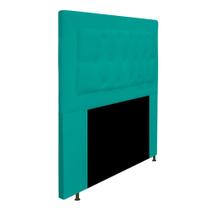 Cabeceira Estofada Bianca 90cm Solteiro Capitonê Suede Azul Turquesa - KDAcanto Móveis