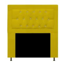 Cabeceira Estofada Bianca 90cm Solteiro Quarto Cama Box com strass Suede Amarelo - Damaffê Móveis Cabeceira Estofada Bianca 90cm Solteiro Quarto Cama Box com strass Suede Amarelo - Damaffê Móveis