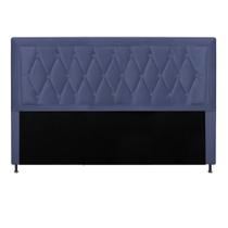 Cabeceira Estofada Bianca Capitonê 195 cm King Size Quarto para Cama Box Suede Azul Marinho - Damaffê Móveis