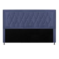 Cabeceira Estofada Bianca Capitonê 195 cm King Size Quarto para Cama Box Suede Azul Marinho - KDAcanto Móveis