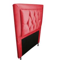 Cabeceira Estofada Bianca para Cama Box Solteiro 90cm material sintético Vermelho com Botões de Strass - KDAcanto Móveis