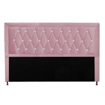 Cabeceira Estofada Bianca Strass 140 cm Casal Quarto para Cama Box Suede Rose - KDAcanto Móveis