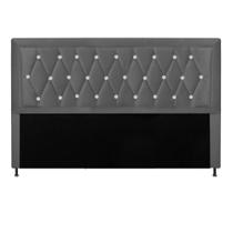 Cabeceira Estofada Bianca Strass 160 cm Queen Size Quarto para Cama Box material sintético Cinza - KDAcanto Móveis