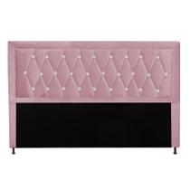 Cabeceira Estofada Bianca Strass 160 cm Queen Size Quarto para Cama Box material sintético Rose - Damaffê Móveis