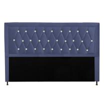 Cabeceira Estofada Bianca Strass 195 cm King Size Quarto para Cama Box material sintético Azul Marinho - KDAcanto Móveis Cabeceira Estofada Bianca Strass 195 cm King Size Quarto para Cama Box material sintético Azul Marinho - KDAcanto Móveis