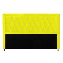 Cabeceira Estofada Bianca Strass 195 cm King Size Quarto para Cama Box Tecido Sintético Amarelo - KDAcanto Móveis