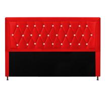 Cabeceira Estofada Bianca Strass 195 cm King Size Quarto para Cama Box Tecido Sintético Vermelho - KDAcanto Móveis