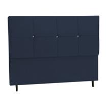 Cabeceira Estofada Box Casal Encosto Para Cama Civic 144x126 Azul Marinho