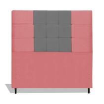 Cabeceira Estofada Box Casal King Size Encosto Para Cama Barcelona 195x126 CM Composê Rosa/Cinza JBE Móveis