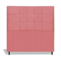 Cabeceira Estofada Box Casal Queen Size Encosto Para Cama Barcelona 164x126 CM Rosa JBE Móveis