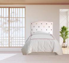 Cabeceira Estofada Branca Botões Coloridos P. Box Solteiro