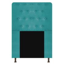 Cabeceira Estofada Brenda 100 cm para Cama Solteiro com Botonê Suede Azul Turquesa - Damaffê Móveis