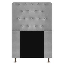 Cabeceira Estofada Brenda 100 cm para Cama Solteiro com Botonê Suede Cinza