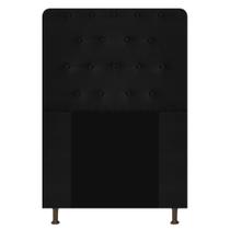 Cabeceira Estofada Brenda 100 cm para Cama Solteiro com Botonê Suede Preto