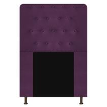 Cabeceira Estofada Brenda 100 cm para Cama Solteiro com Botonê Suede Roxo - Damaffê Móveis