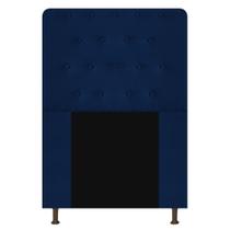 Cabeceira Estofada Brenda 100cm para Cama Solteiro Botonê Suede Azul Marinho