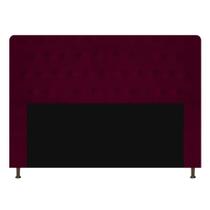Cabeceira Estofada Brenda 140 cm para Cama Casal com Botonê Suede Bordô