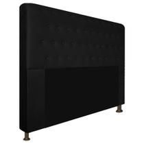 Cabeceira Estofada Brenda 140 cm para Cama Casal com Botonê Suede Preto