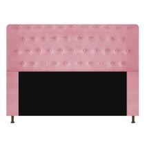 Cabeceira Estofada Brenda 140 cm para Cama Casal com Botonê Suede Rosa Bebê - Damaffê Móveis