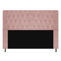 Cabeceira Estofada Brenda 140 cm para Cama Casal com Botonê Suede Rosê - Damaffê Móveis