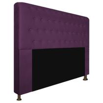 Cabeceira Estofada Brenda 140 cm para Cama Casal com Botonê Suede Roxo