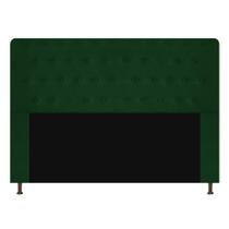 Cabeceira Estofada Brenda 140 cm para Cama Casal com Botonê Suede Verde