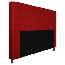 Cabeceira Estofada Brenda 140cm para Cama Casal Botonê Suede Vermelho - KDAcanto Móveis