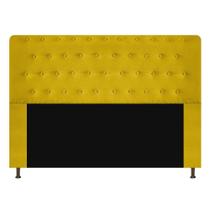 Cabeceira Estofada Brenda 160 cm para Cama Queen Size com Botonê Suede Amarelo