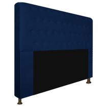 Cabeceira Estofada Brenda 160 cm para Cama Queen Size com Botonê Suede Azul Marinho - KDAcanto Móveis