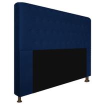 Cabeceira Estofada Brenda 160 cm para Cama Queen Size com Botonê Suede Azul Marinho