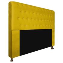 Cabeceira Estofada Brenda 160 cm Queen Size Com Botonê Suede Amarelo - KDAcanto Móveis