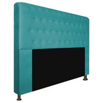 Cabeceira Estofada Brenda 160 cm Queen Size Com Botonê Suede Azul Turquesa - KDAcanto Móveis