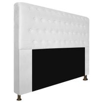Cabeceira Estofada Brenda 160 cm Queen Size Com Botonê Suede Branco - KDAcanto Móveis