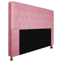 Cabeceira Estofada Brenda 160 cm Queen Size Com Botonê Suede Rosa Bebê - KDAcanto Móveis