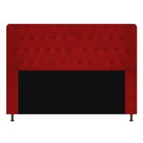 Cabeceira Estofada Brenda 160 cm Queen Size Com Botonê Suede Vermelho - Damaffê Móveis