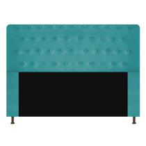 Cabeceira Estofada Brenda 160cm para Cama Queen Size Botonê Suede Azul Turquesa - Damaffê Móveis