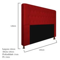 Cabeceira Estofada Brenda 160cm para Cama Queen Size Botonê Suede Vermelho
