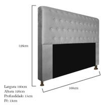 Cabeceira Estofada Brenda 160cm Queen Size Botonê Suede Cinza - KDAcanto Móveis