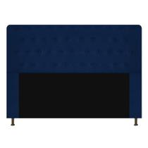 Cabeceira Estofada Brenda 195 cm para Cama King Size com Botonê Suede Azul Marinho - KDAcanto Móveis