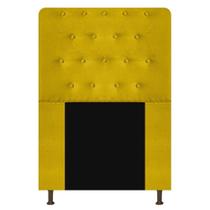 Cabeceira Estofada Brenda 90 cm para Cama Solteiro com Botonê Suede Amarelo