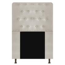 Cabeceira Estofada Brenda 90 cm para Cama Solteiro com Botonê Suede Bege - KDAcanto Móveis