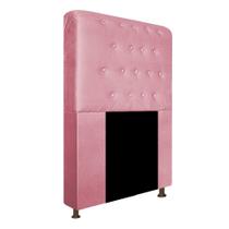 Cabeceira Estofada Brenda 90 cm para Cama Solteiro com Botonê Suede Rosa Bebê
