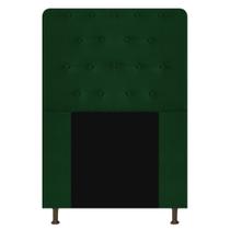Cabeceira Estofada Brenda 90 cm para Cama Solteiro com Botonê Suede Verde - Damaffê Móveis